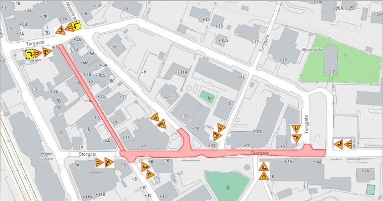 kart over mysen sentrum - Klikk for stort bilde