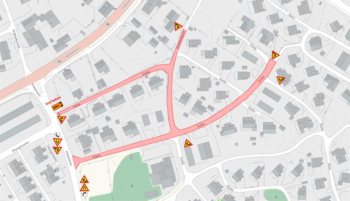 Kart over Sletta - Klikk for stort bilde